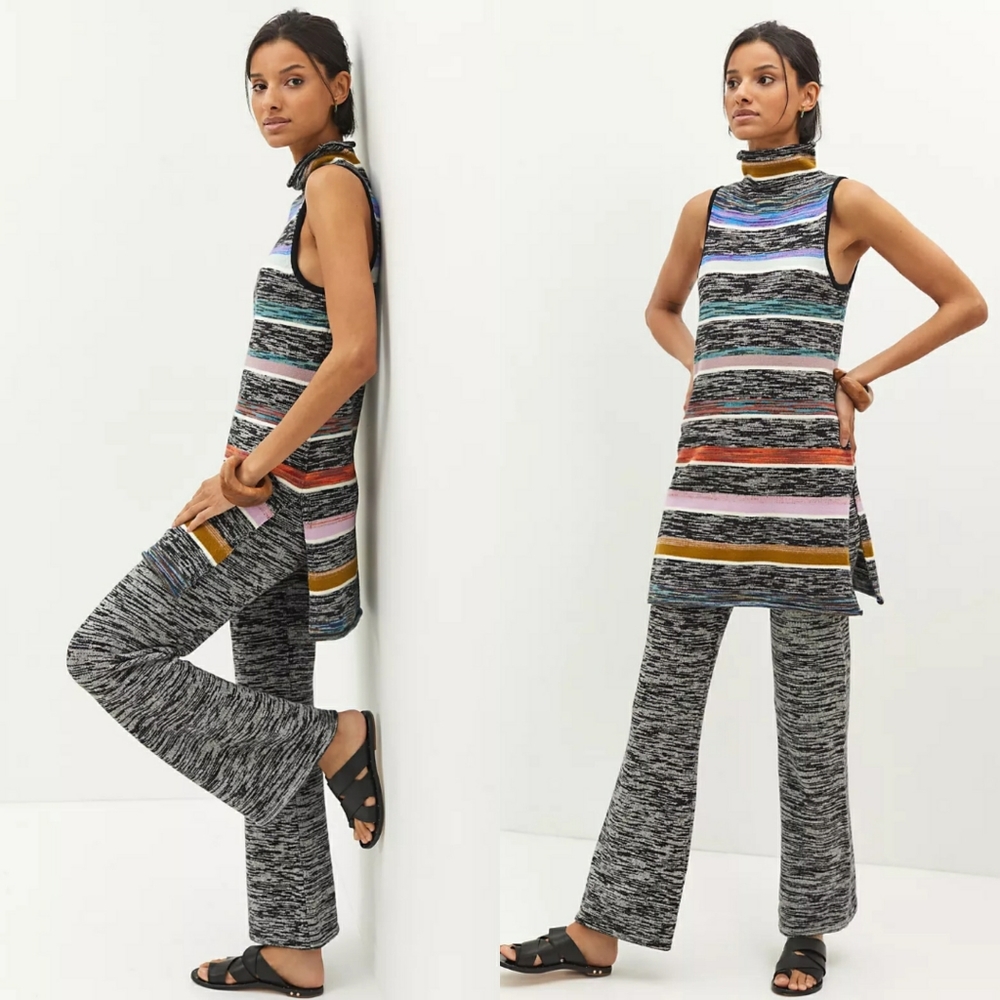 Anthropologie Maeve Space-dyed knit pant set